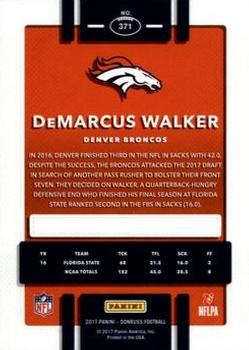 2017 Donruss - Jersey Number #371 DeMarcus Walker Back