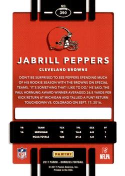 2017 Donruss - Jersey Number #390 Jabrill Peppers Back