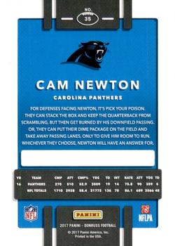 2017 Donruss - Press Proof Black #35 Cam Newton Back