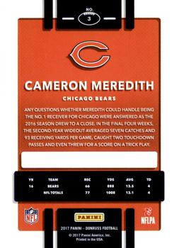 2017 Donruss - Press Proof Red #3 Cameron Meredith Back
