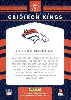 2017 Donruss - All-Time Gridiron Kings #32 Peyton Manning Back
