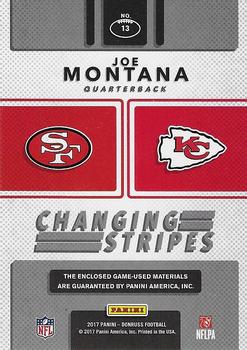 2017 Donruss - Changing Stripes Jerseys #13 Joe Montana Back