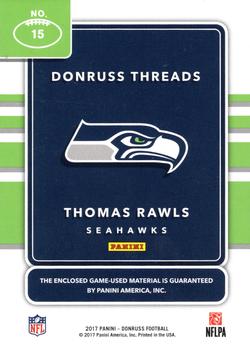 2017 Donruss - Donruss Threads #15 Thomas Rawls Back