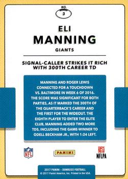 2017 Donruss - Highlights #3 Eli Manning Back