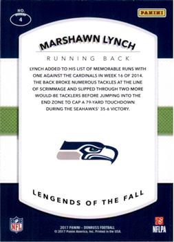 2017 Donruss - Legends of the Fall #4 Marshawn Lynch Back