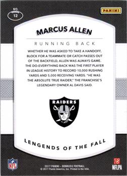 2017 Donruss - Legends of the Fall #12 Marcus Allen Back