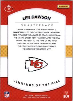 2017 Donruss - Legends of the Fall #13 Len Dawson Back