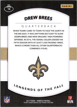 2017 Donruss - Legends of the Fall #19 Drew Brees Back
