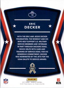 2017 Donruss - Salute to Service #12 Eric Decker Back