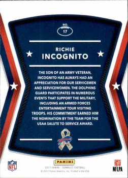 2017 Donruss - Salute to Service #17 Richie Incognito Back