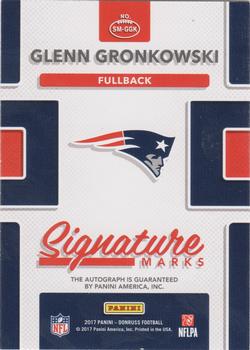 2017 Donruss - Signature Marks Blue #SM-GGK Glenn Gronkowski Back