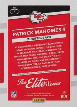2017 Donruss - The Elite Series Rookies Autographs #7 Patrick Mahomes II Back