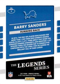 2017 Donruss - The Legends Series #4 Barry Sanders Back