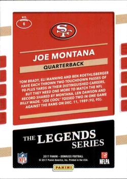 2017 Donruss - The Legends Series #6 Joe Montana Back