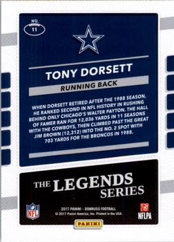 2017 Donruss - The Legends Series #11 Tony Dorsett Back