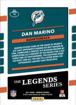 2017 Donruss - The Legends Series #12 Dan Marino Back