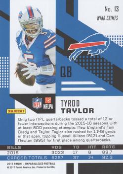 2017 Panini Unparalleled - Lime Green #13 Tyrod Taylor Back
