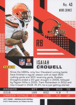 2017 Panini Unparalleled - Lime Green #43 Isaiah Crowell Back