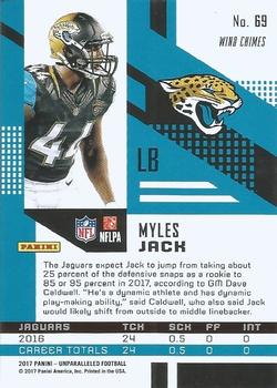 2017 Panini Unparalleled - Lime Green #69 Myles Jack Back