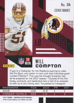 2017 Panini Unparalleled - Lime Green #114 Will Compton Back