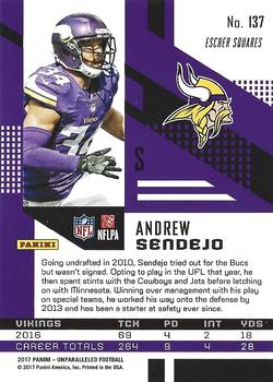 2017 Panini Unparalleled - Lime Green #137 Andrew Sendejo Back