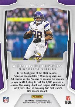 2017 Panini Certified - Certified Accomplishments Mirror Red #CA-AP Adrian Peterson Back