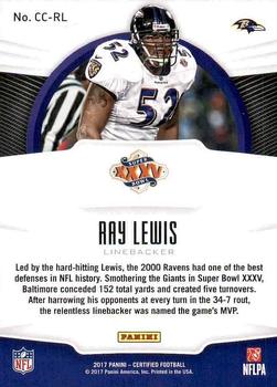 2017 Panini Certified - Certified Champions #CC-RL Ray Lewis Back