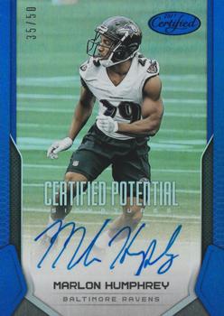 2017 Panini Certified - Certified Potential Signatures Mirror Blue #CPS-HU Marlon Humphrey Front