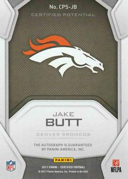 2017 Panini Certified - Certified Potential Signatures #CPS-JB Jake Butt Back
