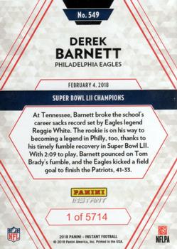 2017 Panini Instant NFL #549 Derek Barnett Back