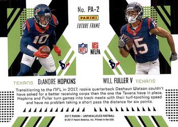 2017 Panini Unparalleled - Perfect Pairs #PA-2 Will Fuller V / DeAndre Hopkins Back