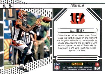 2017 Panini Unparalleled - Zoned In #ZI-1 A.J. Green Back