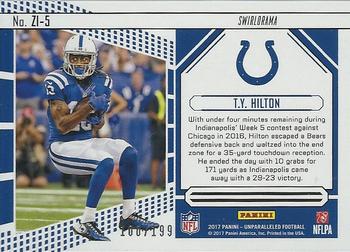 2017 Panini Unparalleled - Zoned In Lime Green #ZI-5 T.Y. Hilton Back