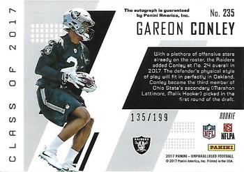 2017 Panini Unparalleled - Class of 2017 Rookie Autographs #235 Gareon Conley Back