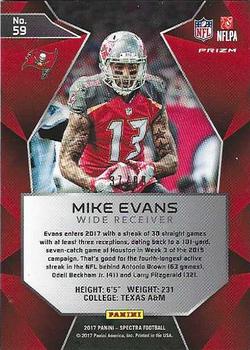 2017 Panini Spectra #59 Mike Evans Back