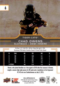2016 Upper Deck CFL #6 Chad Owens Back