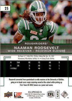 2016 Upper Deck CFL #25 Naaman Roosevelt Back