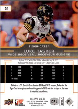2016 Upper Deck CFL #51 Luke Tasker Back