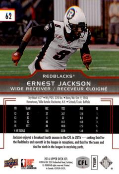 2016 Upper Deck CFL #62 Ernest Jackson Back