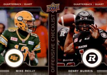 2016 Upper Deck CFL #100 Mike Reilly / Henry Burris Front