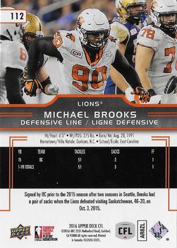 2016 Upper Deck CFL #112 Mic'hael Brooks Back