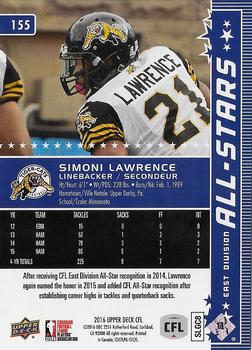 2016 Upper Deck CFL #155 Simoni Lawrence Back