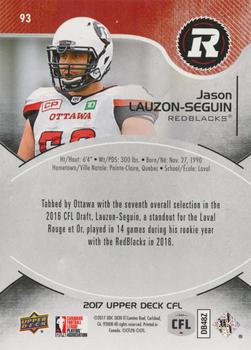 2017 Upper Deck CFL #93 Jason Lauzon-Seguin Back