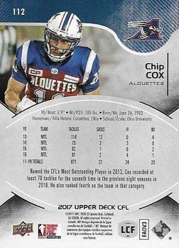 2017 Upper Deck CFL #112 Chip Cox Back