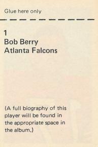 1971 NFLPA Wonderful World Stamps #1 Bob Berry Back
