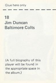 1971 NFLPA Wonderful World Stamps #18 Jim Duncan Back