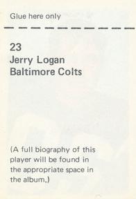 1971 NFLPA Wonderful World Stamps #23 Jerry Logan Back