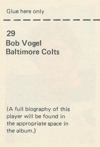1971 NFLPA Wonderful World Stamps #29 Bob Vogel Back