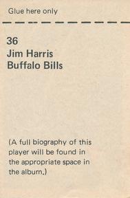 1971 NFLPA Wonderful World Stamps #36 Jim Harris Back