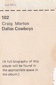 1971 NFLPA Wonderful World Stamps #102 Craig Morton Back